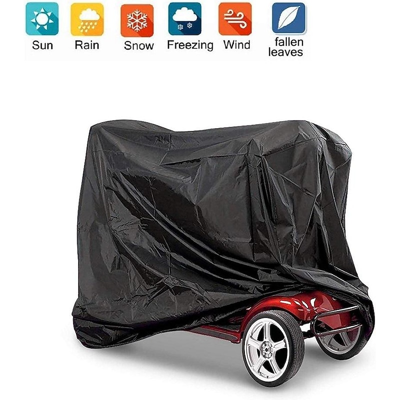 Mobility Scooter Storage Cover Waterproof, Wheelchair Storage Cover for Travel 3&4 Wheels Electric Scooter 190T Polyester Taffeta Protector from Dust Rain Sun4