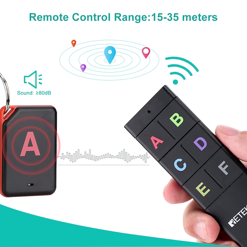 TH104 Wireless Key Finder RF Key Locator Pet Tracker Wallet Tracker Remote Control 1 RF Transmitter 6 Receiver2