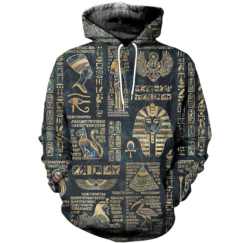 Ancient Egyptian Deities Pharaoh King Tut Hoodie Cartoon Manga Anime 3D Front Pocket Graphic For Couple's Men's Women's Adults' 3D Print