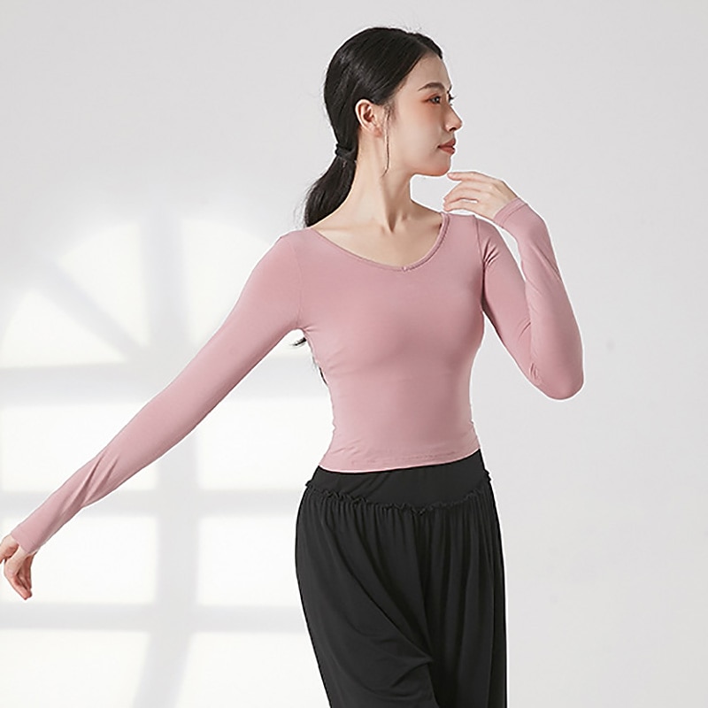 Activewear Top Hollow-out Pure Color Women's Performance Training Long Sleeve High Polyester3