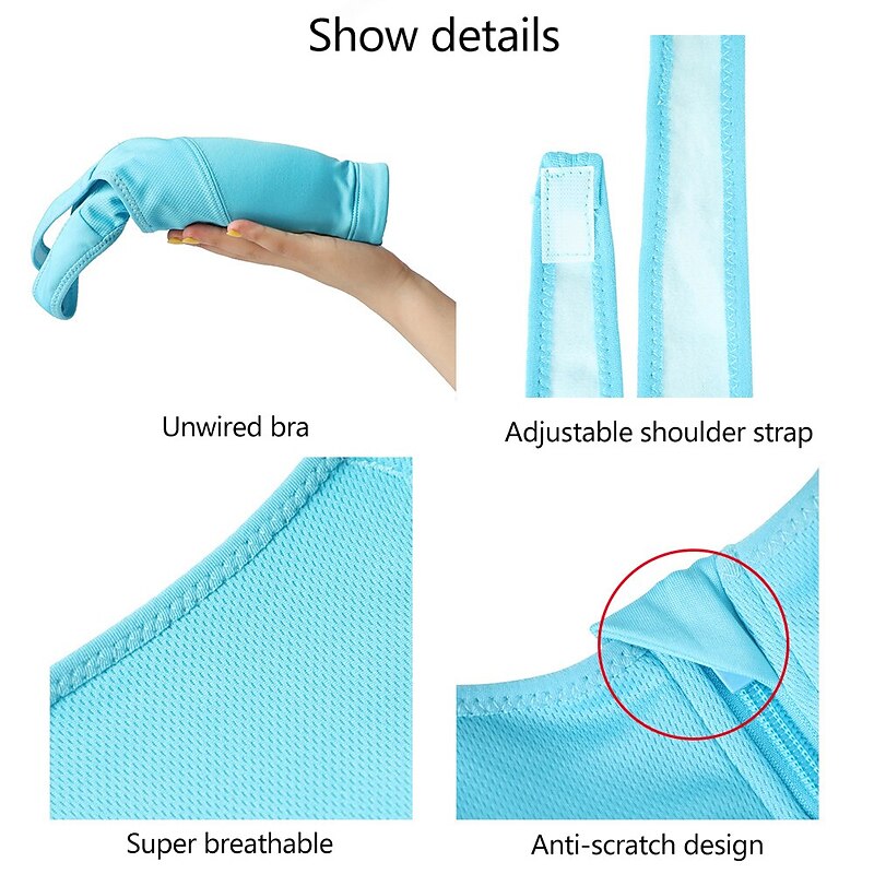 Women's High Support Sports Bra Running Bra Wirefree Zip Front Bra Top Padded Yoga Gym Workout Running High Impact Breathable Quick Dry Spandex Black Blue Purple Solid Colored Home Outfits3