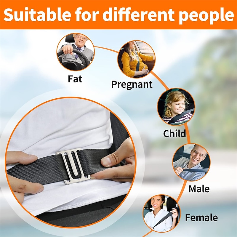 2PCS Seat Belt Clips Seatbelt Adjuster Universal All Auto Models Metal Seat Belt Clip Improve Driving Comfort Suitable for Fat Man 5