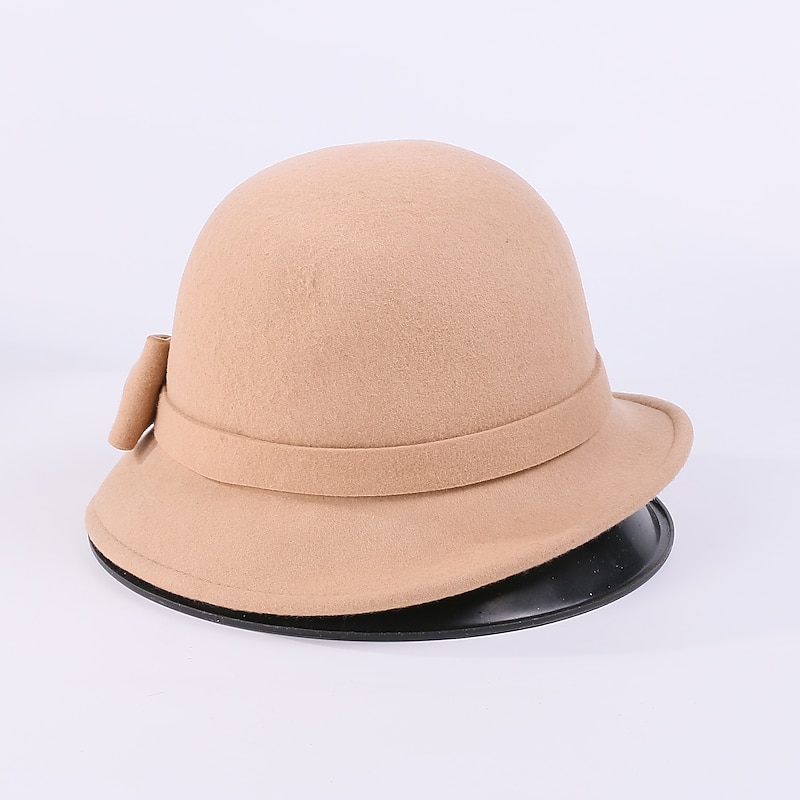 EE 2022 Autumn and Winter Hat Wool Bucket Hat Casual Holiday Retro Bowknot Women's Korean Versatile Hat3