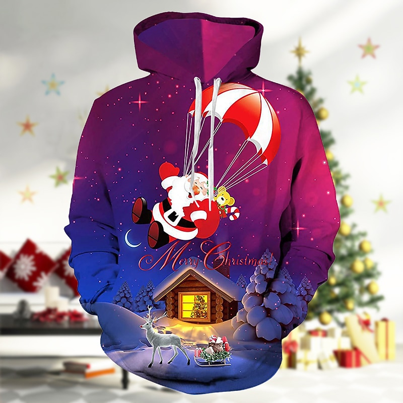 Christmas Men's Christmas tree 3D Hoodies Pullover Graphic Prints  Tree Ugly  Print Hooded Casual Daily Sports 3D Print Sportswear Casual2