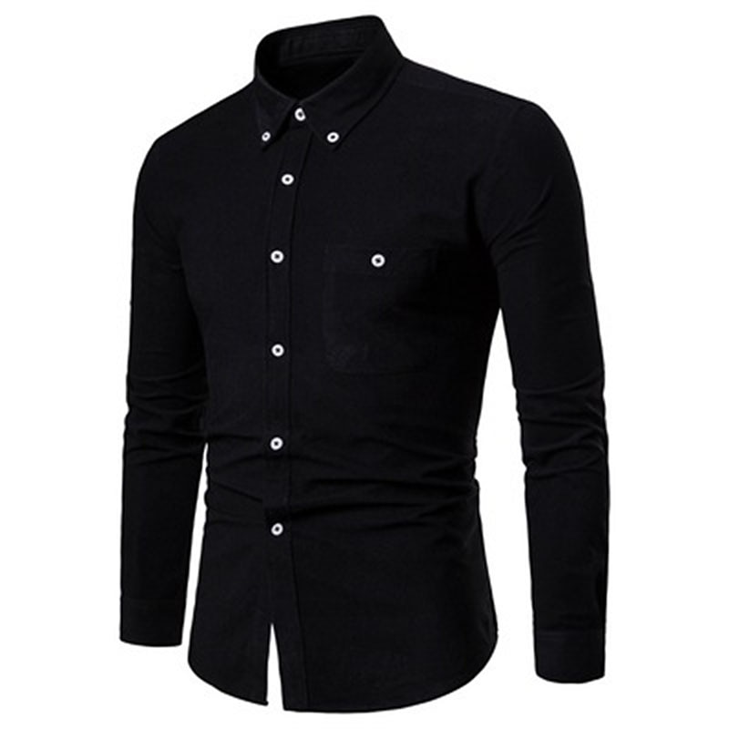 Men's Dress Shirt Button Down Shirt Wedding Going out Wine Black White Navy Blue Long Sleeve Turndown Spring Fall Clothing Apparel3