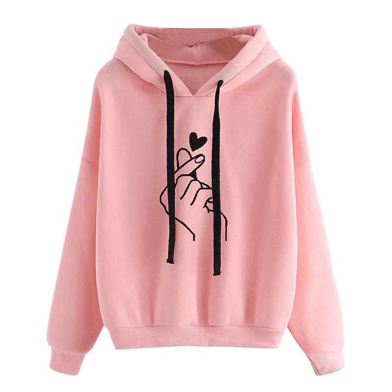 Women's Hoodie Sweatshirt Pullover Basic Graphic Street Casual Hoodie Drawstring Long Sleeve Black Yellow Pink Red Grey Fall & Winter2