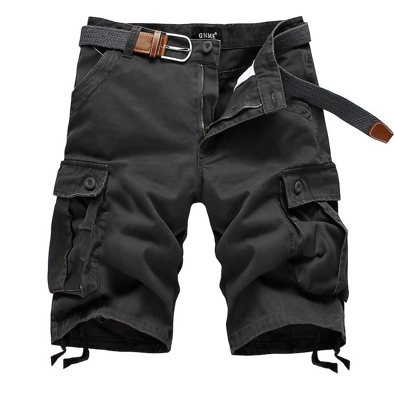 Men's Cargo Shorts Shorts Hiking Shorts Baggy Shorts Multi Pocket Straight Leg Solid Colored Comfort Wearable Work Daily Streetwear Casual Black Army Green Micro-elastic