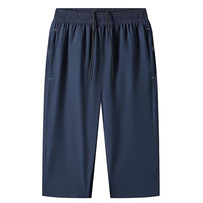 Men's Athletic Shorts Cropped Pants Casual Shorts Capri Pants Drawstring Elastic Waist Plain Quick Dry Calf-Length Outdoor Going out Fashion Streetwear Black Blue Micro-elastic4