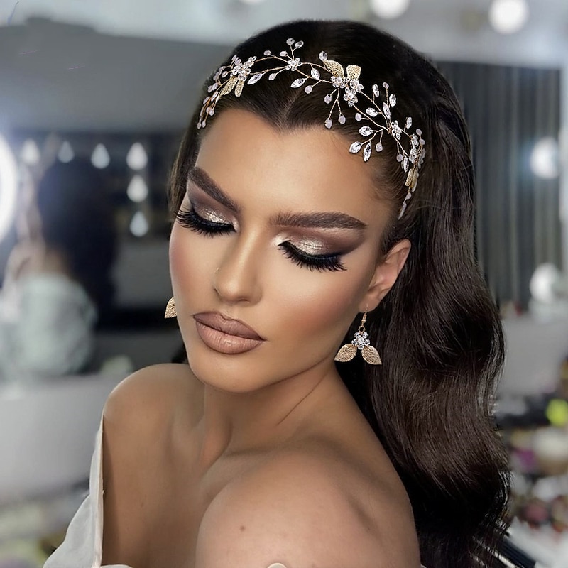 Headdress Alloy Wedding Party / Evening Bridal Shiny With Rhinestone Ribbon Tie Headpiece Headwear dress to impress4