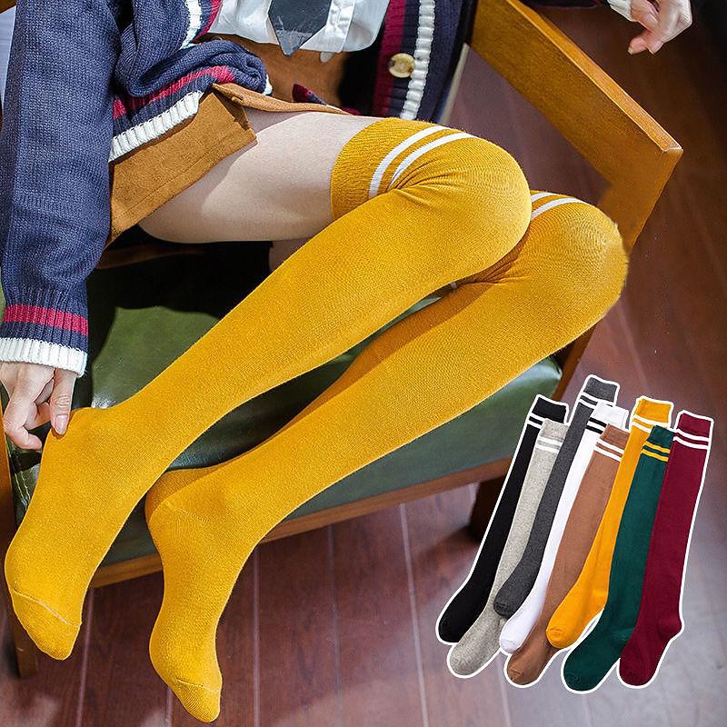 Spring And Autumn New Micro-pressure Stovepipe Over The Knee + Calf Socks Japanese Korean College Style Student High Stockings Football Socks