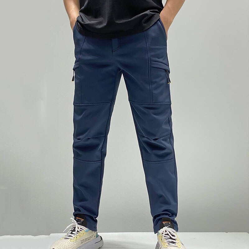 Men's Waterproof Hiking Pants Fleece Lined Pants Softshell Pants Winter Outdoor Thermal Warm Fleece Lining Waterproof Windproof Pants / Trousers Bottoms Black Navy Blue Fleece Hunting Ski / Snowboard4