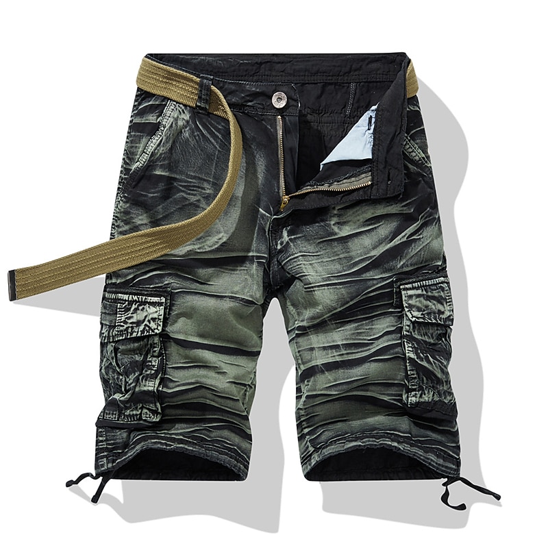 Men's Cargo Shorts Camo Shorts Shorts Hiking Shorts Straight Leg 6 Pocket Camouflage Comfort Wearable Work Daily Streetwear Casual Black Army Green Micro-elastic2