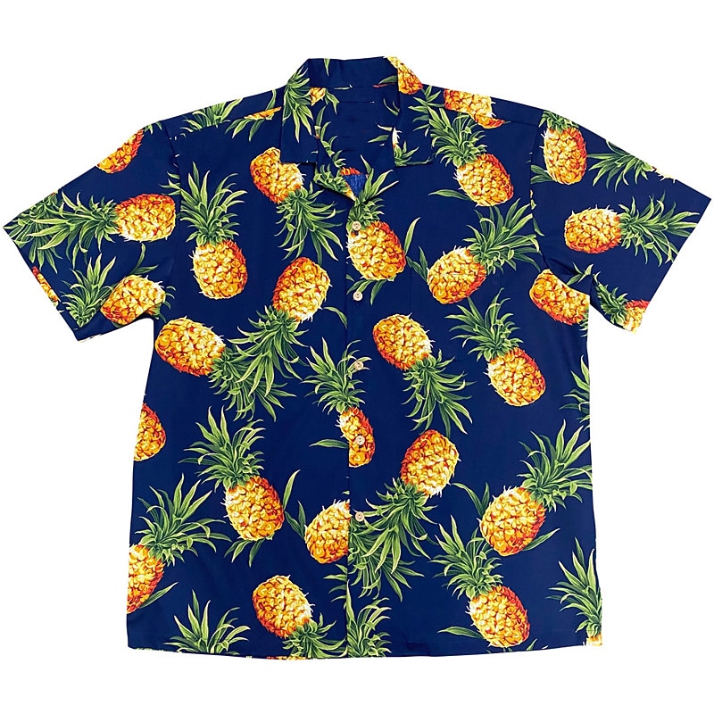 Men's Pineapple Shirt Summer Hawaiian Shirt Aloha Shirt Short Sleeve Shirt Turndown Tropical Fashion Hawaiian Casual Hawaiian Holiday Navy Blue 3D Print S M L4