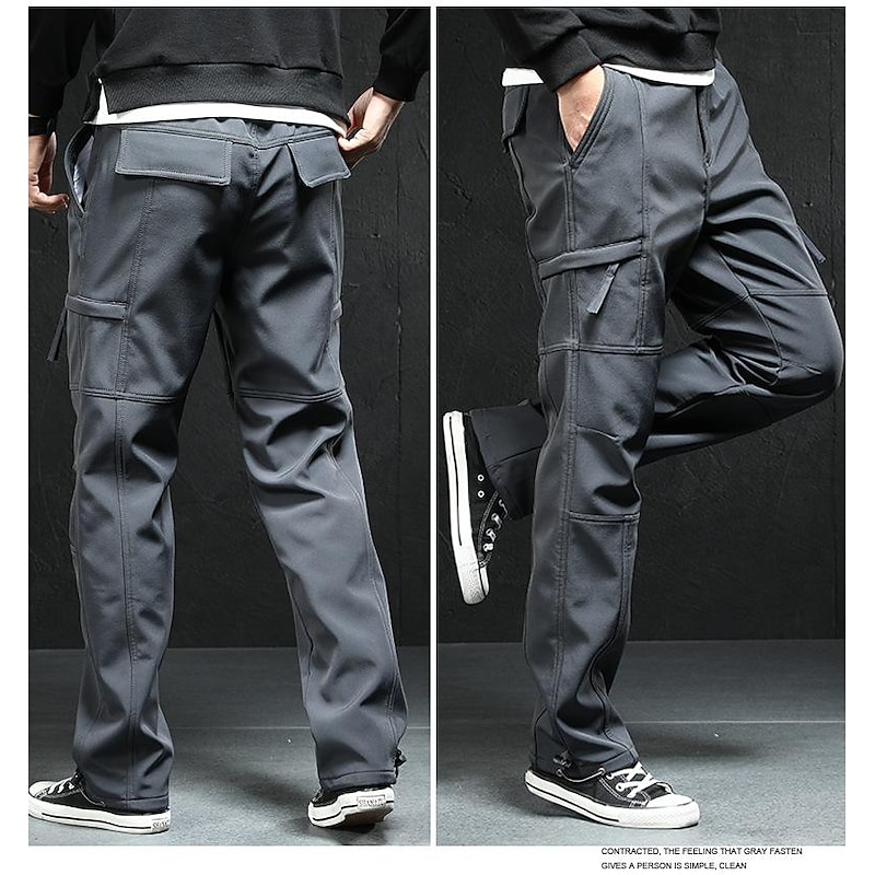 Men's Cargo Pants Fleece Lined Pants Winter Outdoor Thermal Warm Fleece Lining Windproof Quick Dry Pants / Trousers Bottoms ArmyGreen Black Fleece Hunting Ski / Snowboard Fishing M L XL 2XL 3XL4