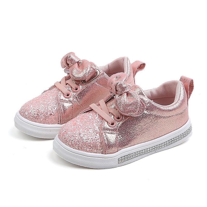 Girls' Sneakers Daily Sports & Outdoors Glitters Casual Synthetics Little Kids(4-7ys) Toddler(2-4ys) School Daily Walking Shoes Outdoor Sequin Lace-up Sequins Silver Pink Gold Spring Fall