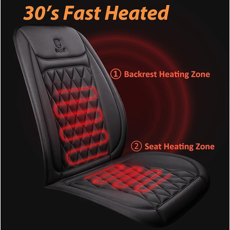 12-24V Heated Car Seat Cover, 30s Fast Car Seat Heater, Flannel Seat Protector, 25W Heating Car Seat Cover3