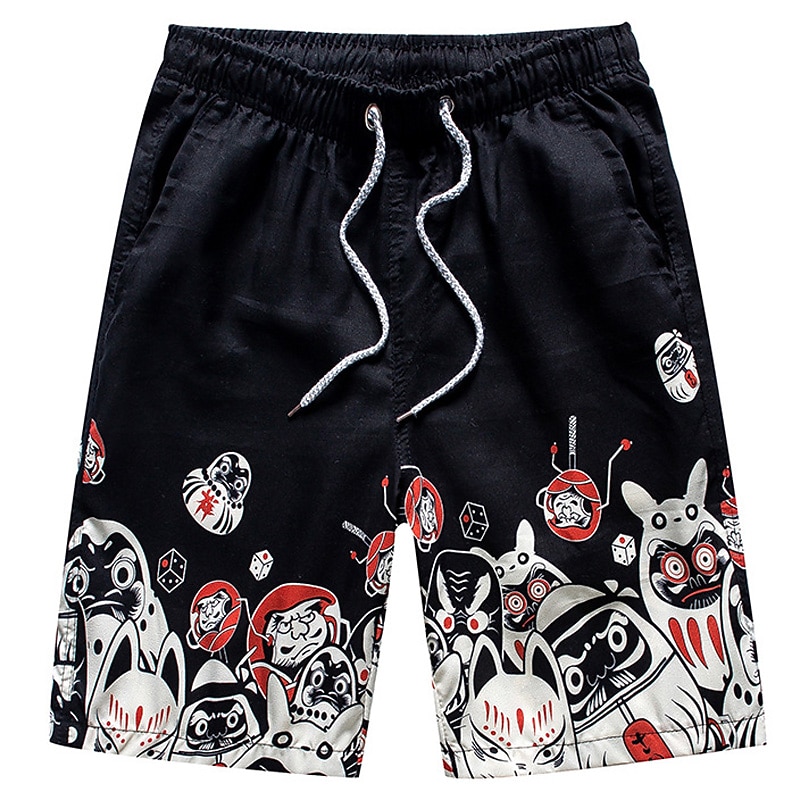 Men's Board Shorts Swim Shorts Swim Trunks Summer Shorts Beach Shorts Drawstring Elastic Waist Print Plants Lattice Graphic Prints Comfort Casual Daily Beach Fashion Streetwear Black White3