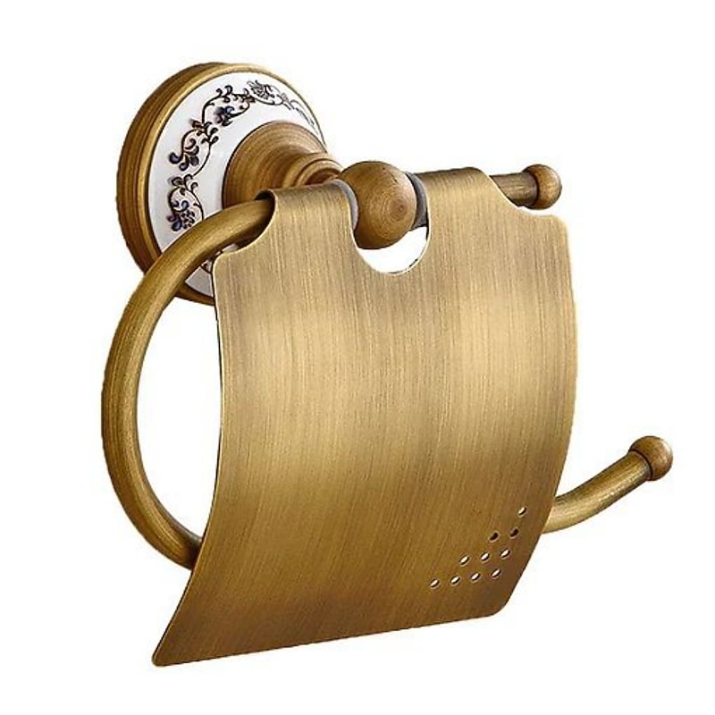 Toilet Paper Holders Contemporary Brass with Ceramic Carved Design Roll Paper Holders Wall Mounted 1pc3
