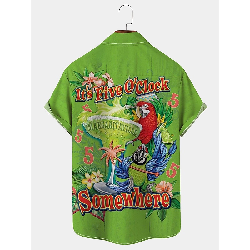 Men's Parrot Shirt Summer Hawaiian Shirt Aloha Shirt Short Sleeves Shirt Turndown Tropical Fashion Hawaiian Outdoor Street Hawaiian Yellow Light Green Blue S M L3