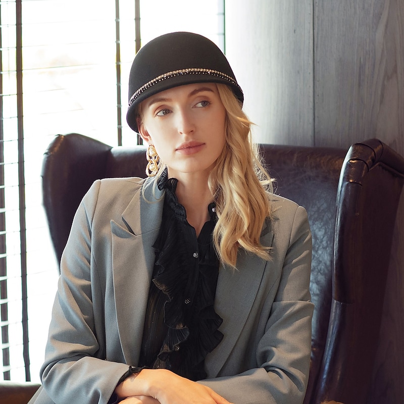 Hats 100% Wool Fedora Hat Casual Horse Race Vintage British With Acrylic Jewels Cap Headpiece Headwear3
