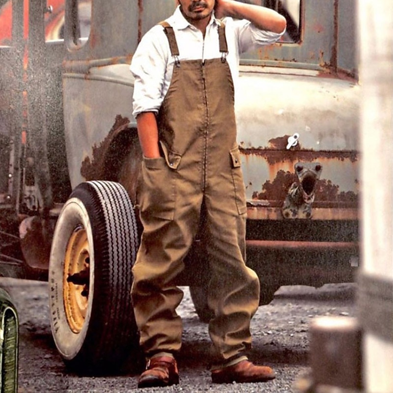 Men's Cargo Pants Cargo Trousers Overalls Pocket Plain Comfort Wearable Casual Daily Holiday Streetwear Stylish ArmyGreen Yellow2