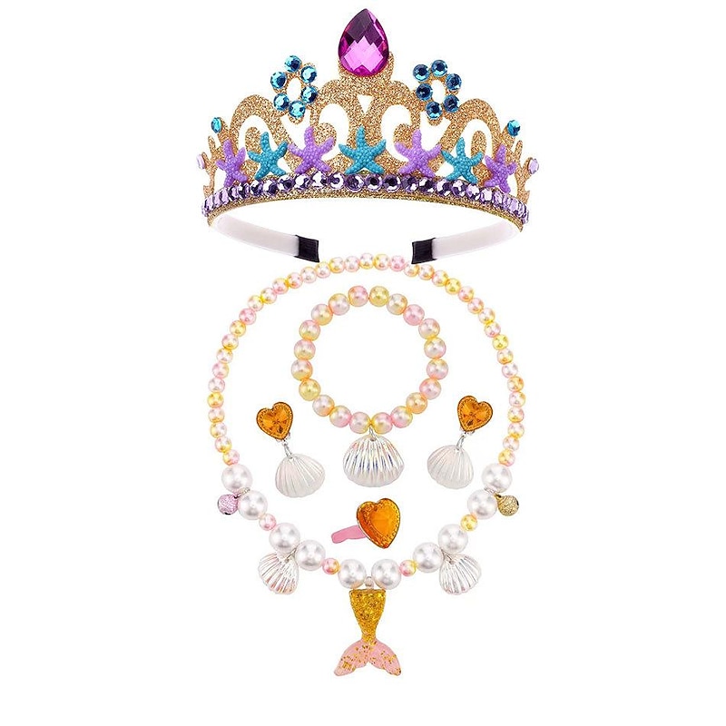 Girls' Mermaid Tail Accessories Set Fairytale Princess Bags and Purses Necklace Earring Movie Cosplay Cute Little Mermaid Costume Party Halloween Masquerade World Book Day Costumes3