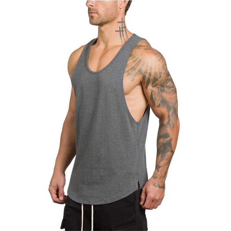 Men's Tank Top Gym Shirt Vest Top Muscle Shirt Sleeveless Crewneck Summer Fashion Streetwear Bodybuilding Fitness Sports & Outdoor Athleisure Gym Black White Gray Top Tee for Men2
