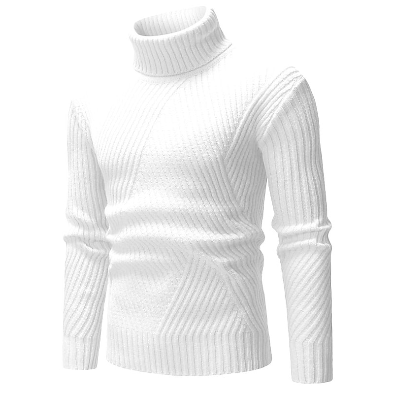 Men's Turtleneck Sweater Pullover Sweater Jumper Knit Knitted Solid Color Turtleneck Stylish Casual Daily Clothing Apparel Fall Winter Black Light Grey S M L