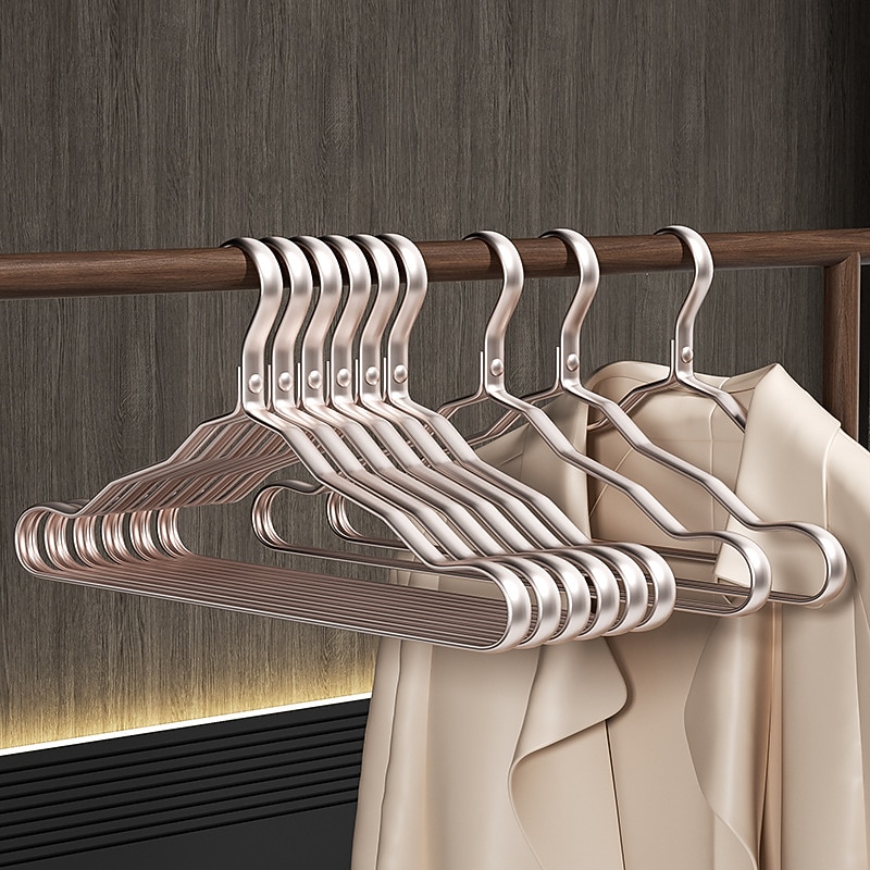 5pcs Clothes Hanger Aluminium Coat Hanger Anti-slip Drying Rack Wardrobe Space Saver Clothing Storage Rack Clothes Horse