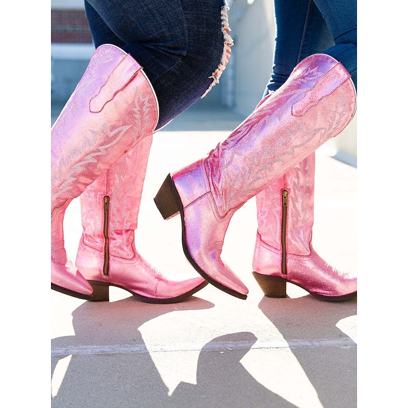 1970s Shoes Western Boot Square Toe Hippie Cowboy Fancy Dress Women's Carnival Costume Masquerade Party / Evening Bachelorette Party Pride Parade Adults' Shoes3