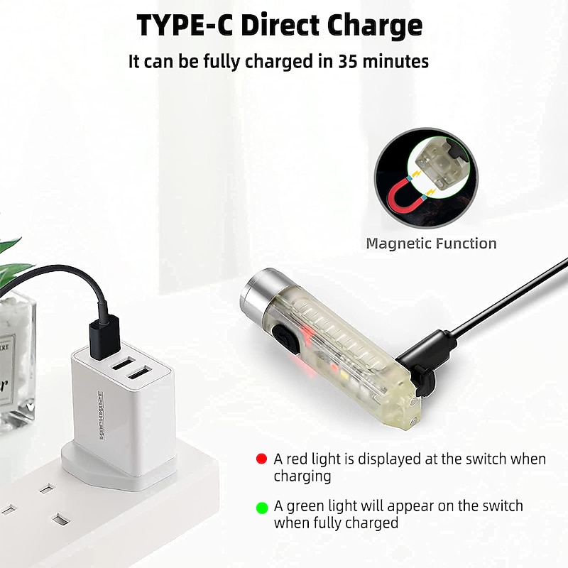 Mini Rechargeable Keychain Flashlight - Super Bright UV Black Light Torch with Magnet for Camping & Portable Lighting4