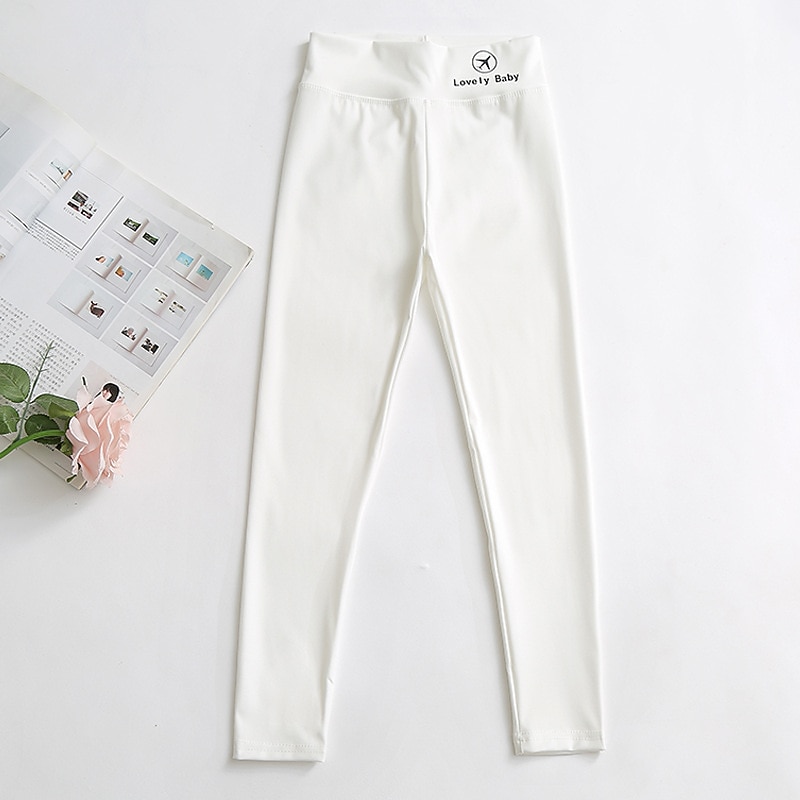 Kids Girls' Fleece Lined Leggings Solid Color Active Outdoor 7-13 Years Winter Black White Pink2