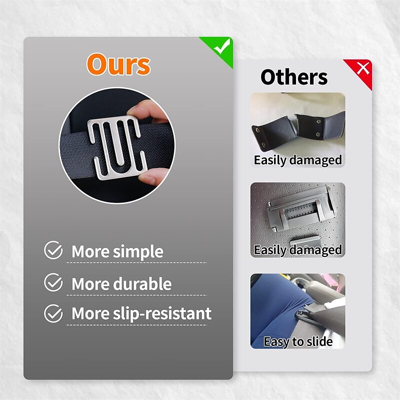 2PCS Seat Belt Clips Seatbelt Adjuster Universal All Auto Models Metal Seat Belt Clip Improve Driving Comfort Suitable for Fat Man 6