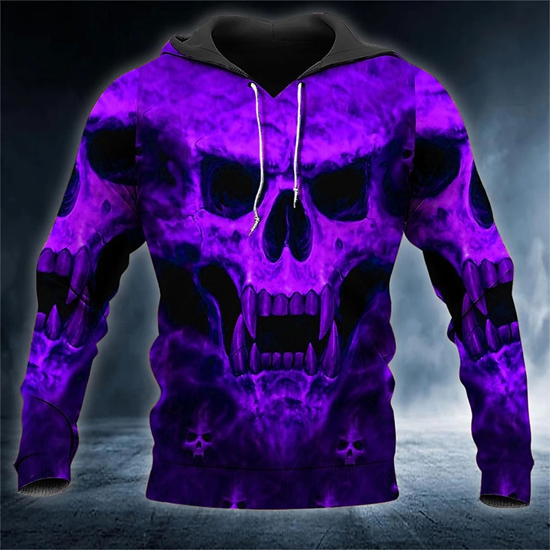 Men's Skull Graphic Prints Hoodie Hoodies Sweatshirt Streetwear Basic Long Sleeve Hooded Daily Sports Yellow Red Print Spring &  Fall Designer4