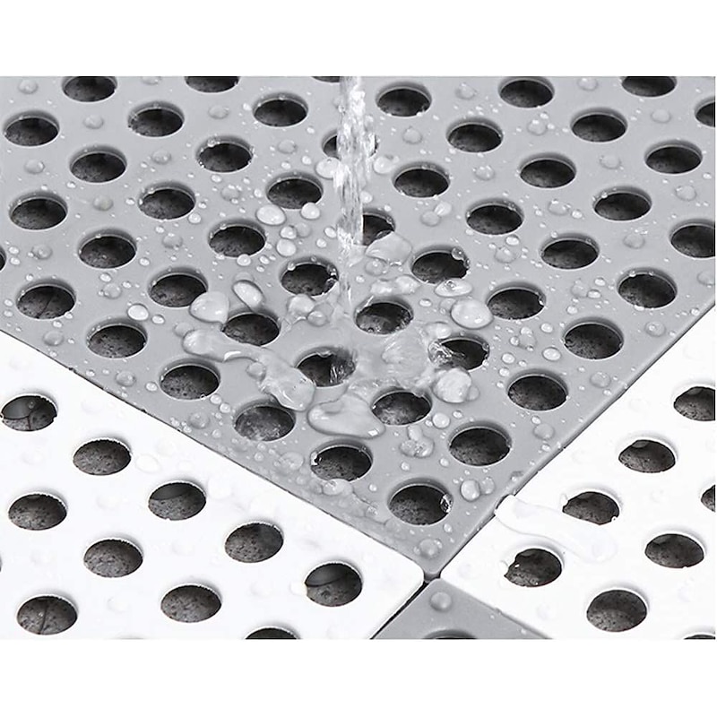 Interlocking Rubber Floor Tiles with Drain Holes DIY Size Bathroom Shower Toilet Floor Tiles Mat Interlocking Massage Soft Cushion Floor Tiles for Indoor/Outdoor3