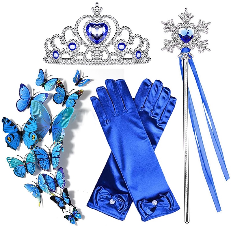 Cinderella Fairytale Princess Flower Girl Dress Theme Party Costume Tulle Dresses Girls' Movie Cosplay Blue (With Accessories) Dress Halloween Carnival Masquerade World Book Day Costumes2