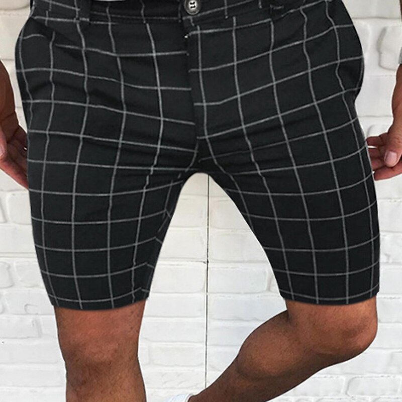 Men's Shorts Chino Shorts Bermuda shorts Work Shorts Pocket Lattice Comfort Outdoor Daily Going out Fashion Streetwear White Navy Blue2