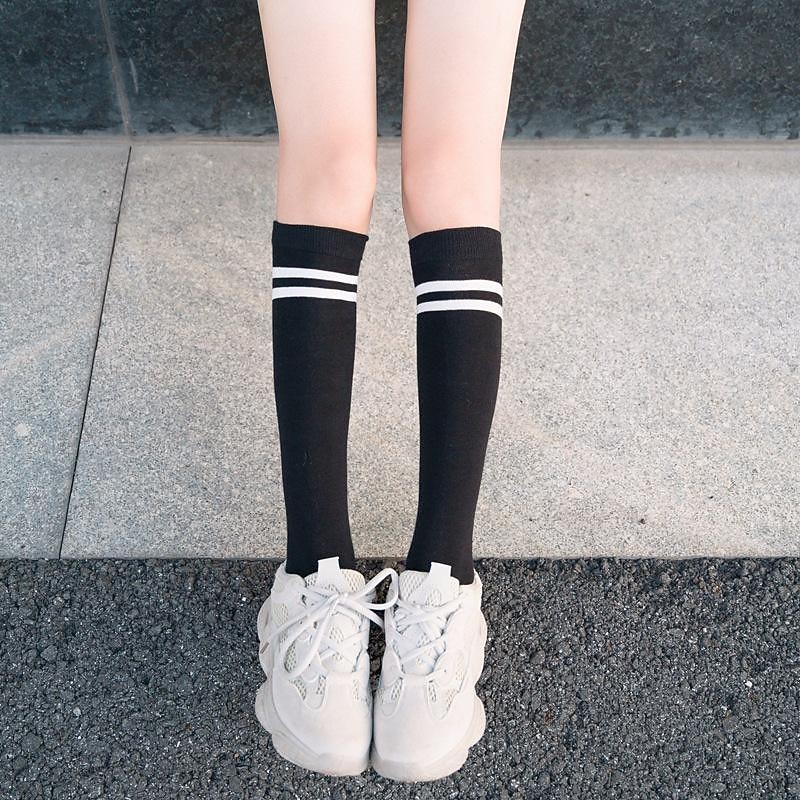 Spring And Autumn New Micro-pressure Stovepipe Over The Knee + Calf Socks Japanese Korean College Style Student High Stockings Football Socks2