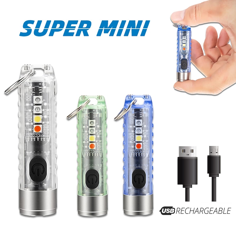 Mini Rechargeable Keychain Flashlight - Super Bright UV Black Light Torch with Magnet for Camping & Portable Lighting