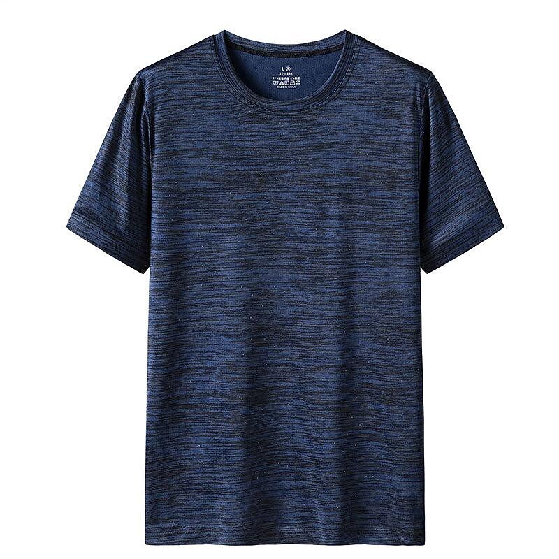 Men's T Shirt Moisture Wicking Shirts Short Sleeve Round Neck Summer Spring All Seasons Solid / Plain Color Sporty Sportswear Outdoor Daily Wear Blue Light Grey Dark Blue Top Tee for Men2