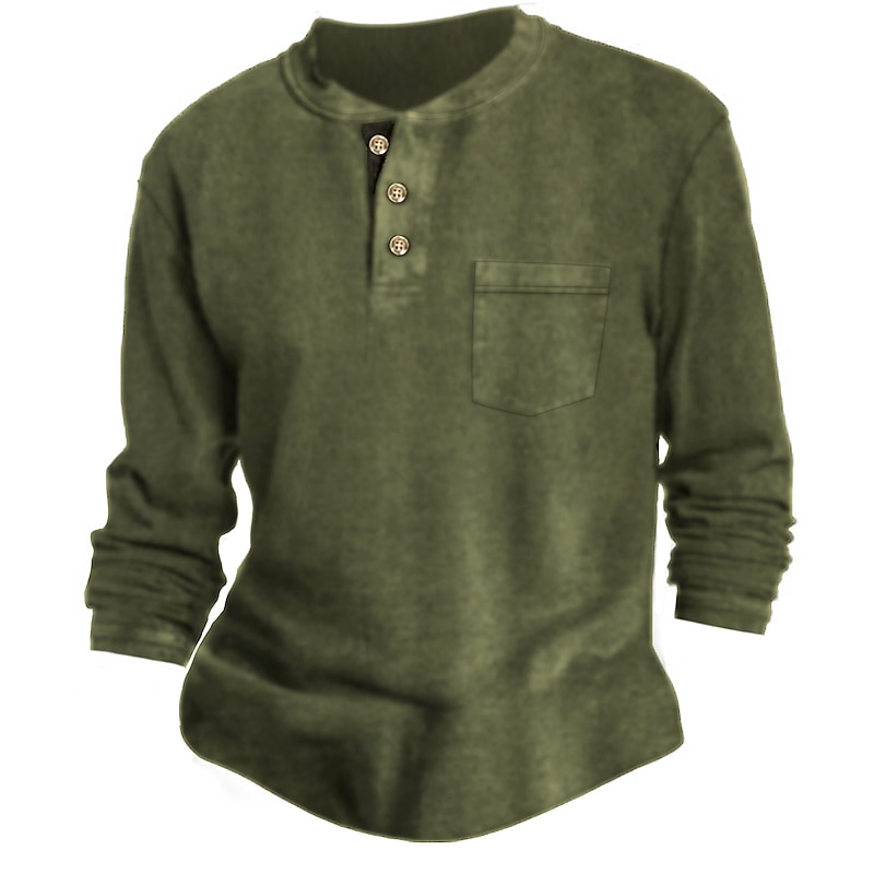 Men's T shirt Tee Henley Shirt Long Sleeve Shirt Plain Crew Neck Street Daily Long Sleeve Button-Down Clothing Apparel Fashion Designer Casual Comfortable 10