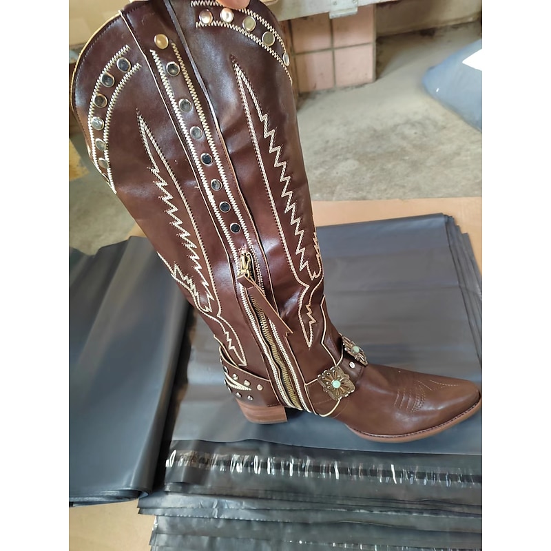 1970s Shoes Western Boot Square Toe Hippie Cowboy Fancy Dress Women's Masquerade Party / Evening Pride Parade Pride Month Adults' Shoes4