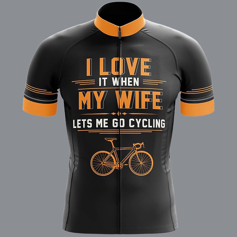 Men's Cycling Jersey Graphic Letter & Number Funny Short Sleeve Bike Jersey Top with 3 Rear Pockets Mountain Bike MTB Road Bike Cycling Quick Dry Soft Reflective Strips Back Pocket Sports Black Navy