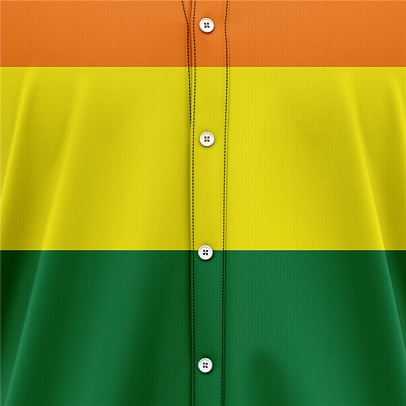 Men's Rainbow Shirt Button Up Shirt Short Sleeve Tropical Fashion Hawaiian Casual Beach Summer Spring Turndown Print Button-Down Black / Red Black Red Rainbow3