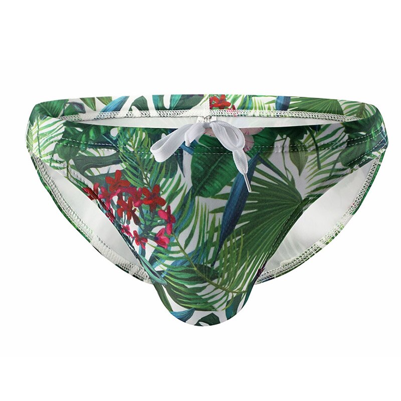 Men's Swimwear Swim Briefs Swim Thong Drawstring Trees / Leaves Flower / Plants Breathable Soft Simple Yellow Pink4