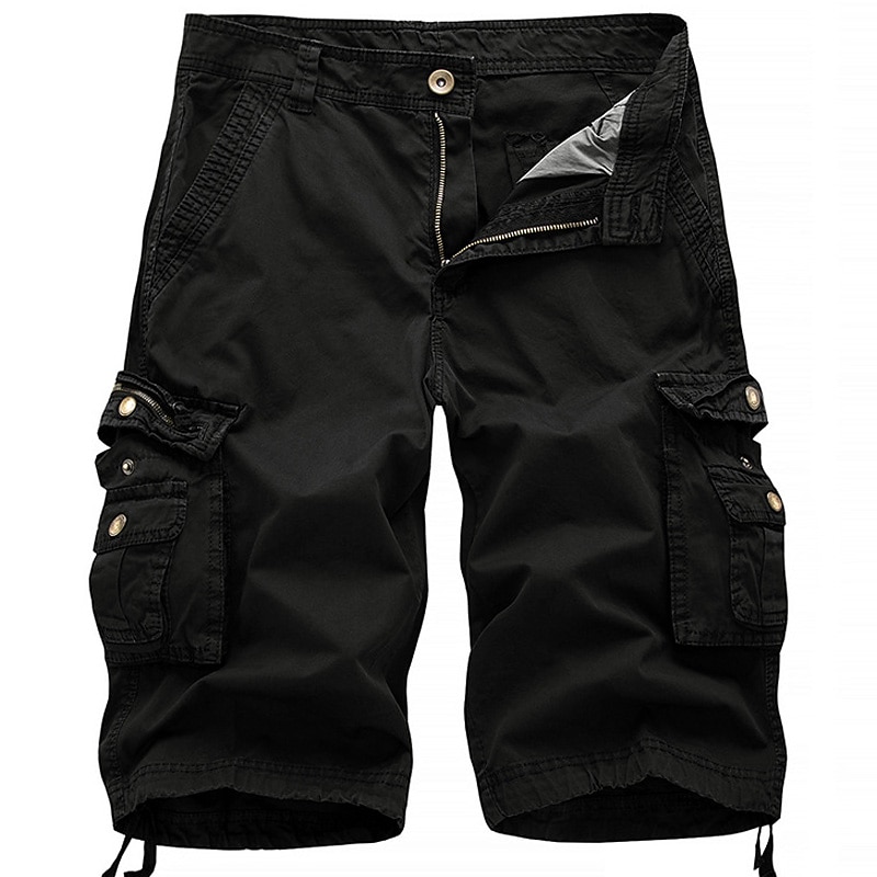 Men's Cargo Shorts Shorts Hiking Shorts Leg Drawstring 6 Pocket Plain Comfort Outdoor Daily Going out Cotton Blend Fashion Streetwear Black Wine2