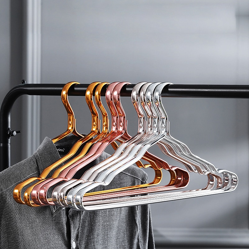 5pcs Clothes Hanger Aluminium Coat Hanger Anti-slip Drying Rack Wardrobe Space Saver Clothing Storage Rack Clothes Horse2