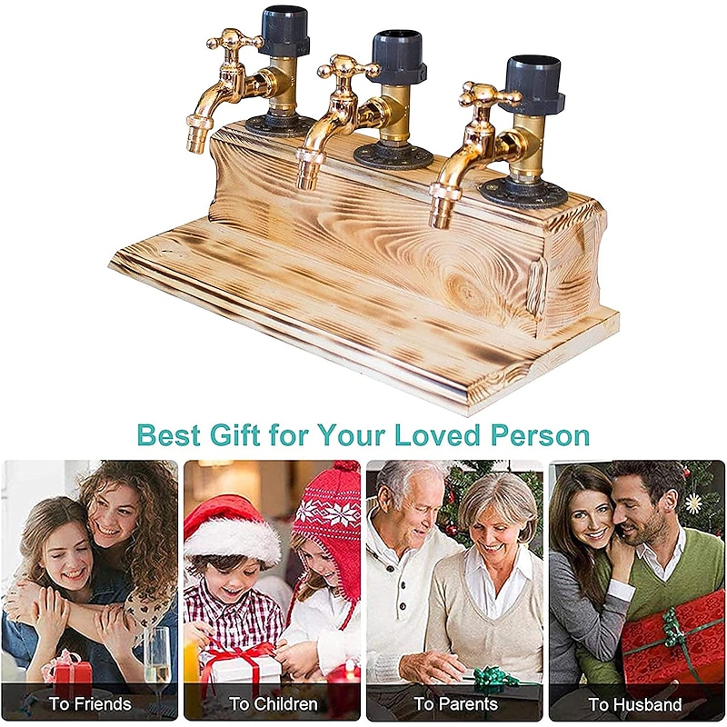 Whiskey Wood Dispenser,Faucet Shape Liquor Dispenser, Daddy Favorite Whiskey Wine Wood Dispenser for Home Bar Dinner Party Restaurant, Dad Papa Boyfriend Husband Gift3