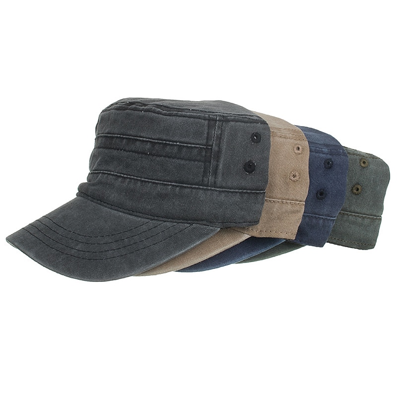 Men's Military Cap Cadet Hat Black Dark Navy Cotton Fashion Chic & Modern Outdoor clothing Casual Daily Plain4