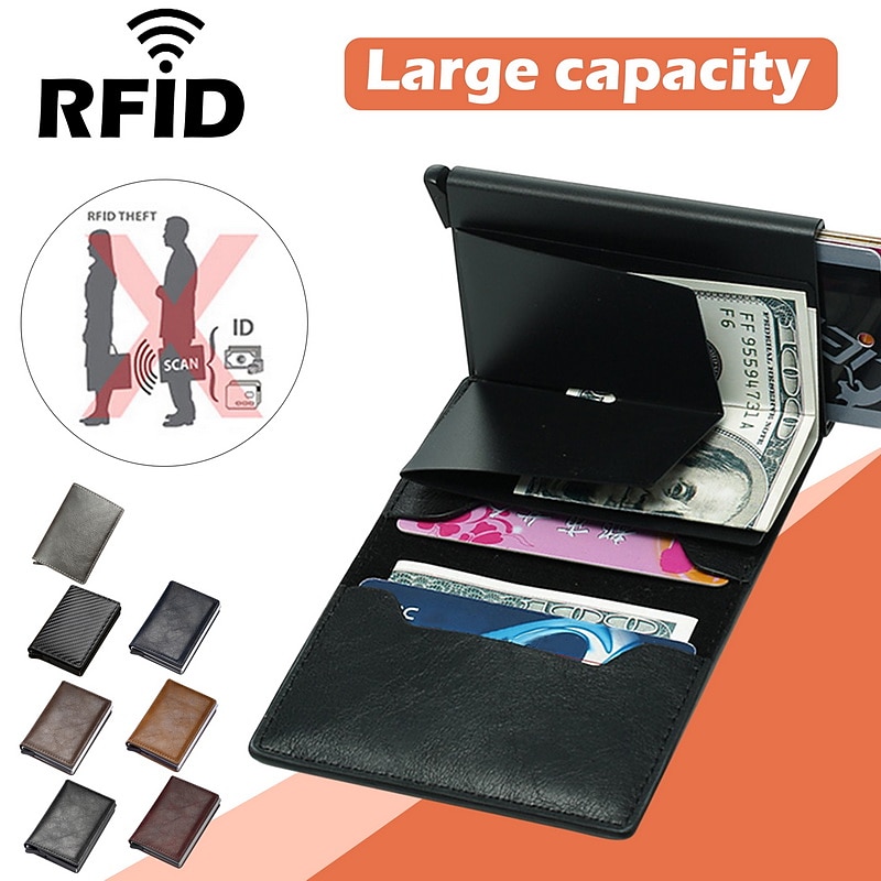 ID Credit Bank Card Holder Wallet Luxury Brand Men Anti Rfid Blocking Protected Magic Leather Slim Mini Small Money Wallets Case2